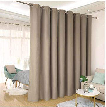 No temporary walls allowed: Using curtain room dividers in your NYC apartment Temporary Room Dividers, Curtain Divider, Curtain Room Divider, Insulated Drapes, Beige Room, Patio Door Curtains, Divider Curtain, Hanging Room Dividers, Diy Room Divider