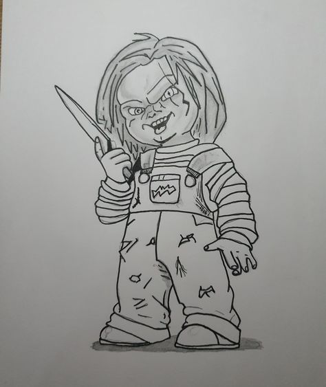 Movie Character Drawings, Chucky Drawing, Cozy Cuddles, Scary Characters, Traditional Tattoo Designs, Scary Drawings, Horror Drawing, Arte Cholo, Doll Drawing