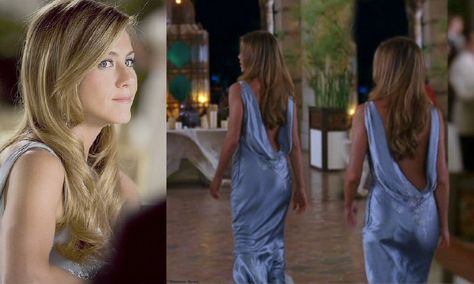 Rumour Has It Jennifer Aniston Dress, Rumour Has It Jennifer Aniston, Jennifer Aniston Rumor Has It Dress, Jennifer Aniston Rumor Has It, Rumor Has It Movie, Sky Blue Satin Dress, Jennifer Aniston Wedding, Jennifer Aniston Dress, Rachel Green Style