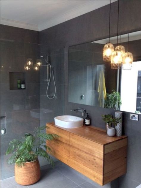 Drømme Bad, Design Interior Baie, Makeover Kamar Mandi, Wooden Bathroom Vanity, Small Bathroom Remodel Designs, Bilik Air, Decor Baie, Bad Inspiration, Small Remodel