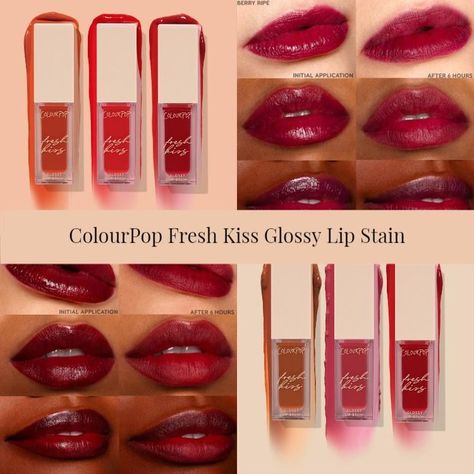 ColourPop has just released their new Fresh Kiss Glossy Lip Stain and we've got all the details!  The glosses are available now and priced at $8 each with sets available for $24. The post ColourPop Fresh Kiss Glossy Lip Stain appeared first on BeautyVelle | Makeup News. Colourpop Fresh Kiss, Best Lip Stain, Colourpop Lip, Vampy Makeup, Makeup News, Natural Glowy Makeup, Makeup Help, Lip Beauty, Beautiful Eye Makeup