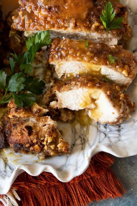 Chicken And Walnut Recipes, Walnut Crusted Chicken With Honey And Brie, Maple Pecan Crusted Chicken, Peanut Crusted Chicken, Honey Walnut Chicken, Walnut Crusted Chicken, Honey Glazed Walnuts, Turkey Cutlet Recipes, Sunday Family Dinner