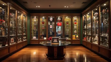 Special Mention: The Trophy Room and Its Design Significance Awards Room Display, Modern Trophy Room, Award Shelves, Trophy Cabinets, Trophy Display Case, Wood Trophies, Wall Display Case, Trophy Collection, Trophy Display