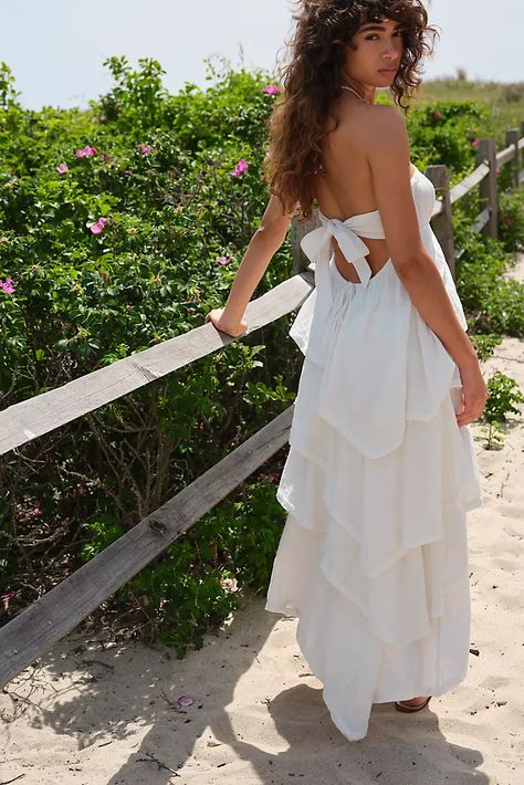 White Dresses & Boho Style White Dresses | Free People White Beachy Dress, Beachy White Dress, Aesthetic Shrek, Venus Pisces, White Dress Beach, White Flowy Maxi Dress, Boho Dress Outfit, Beachy Wedding Dress, Flowy White Dress