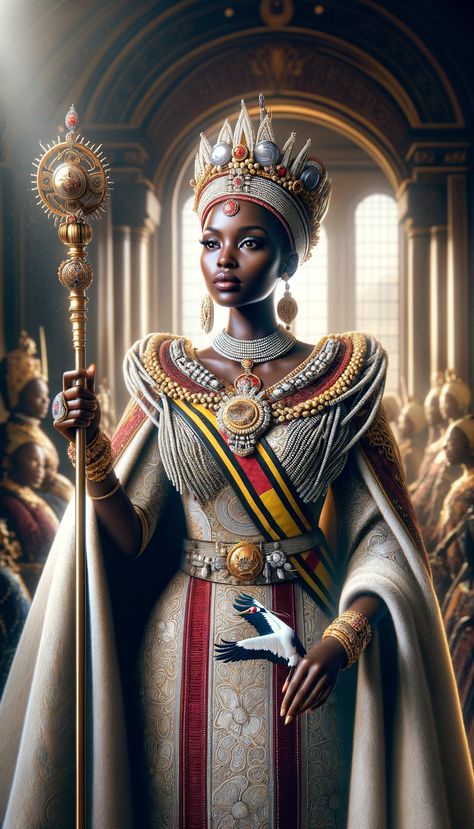 African Queens History, Queen Nubia Cosplay, African Warrior Women, African Gods And Goddesses, Futuristic Royalty, Queen Ifrica, African Deities, Black Empress, Royal Costumes