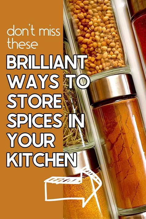 Want to save time in the kitchen? These clever spice storage ideas will make finding the right spice so much easier. From drawer inserts to wall racks, these tips are all about keeping your spices organized and accessible, so you can focus on cooking and not digging through cluttered shelves! Spice Organization For Small Cabinet, How To Store Spices In Small Kitchen, Spice Rack Organization Ideas, How To Organize Spices, Spice Rack Storage Ideas, Spice Storage Ideas Inside Cabinets, Spices Organization Ideas, Spice Organization Small Space, Seasoning Organization