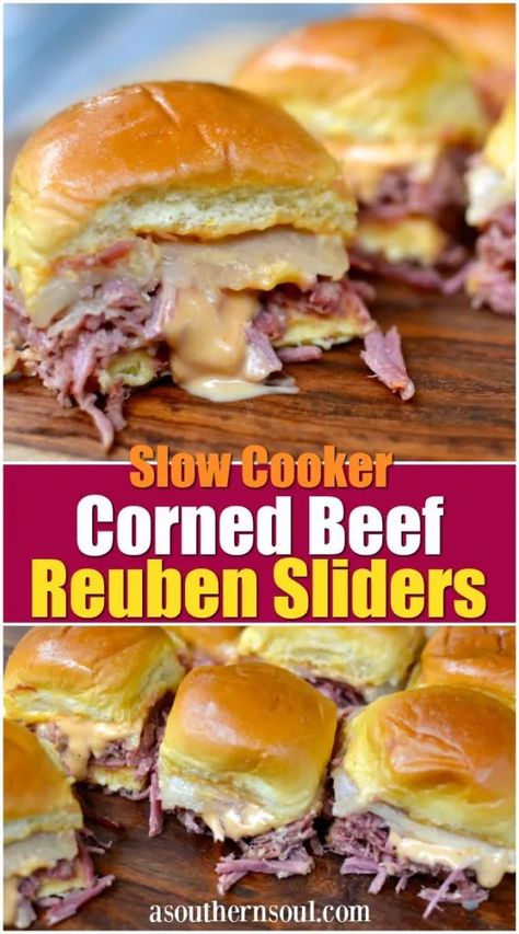 Reuben Sliders, Corned Beef Recipes Slow Cooker, Corned Beef Reuben, Corned Beef Sandwich, Slow Cooker Corned Beef, Corn Beef, Corned Beef Brisket, Beef Sliders, Corned Beef Recipes