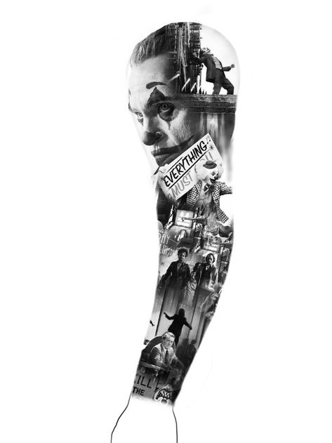 Joker Theme Tattoo Sleeve, Joker Sleeve Tattoo Ideas, Tattoo Design Hand, Celtic Tattoos For Men, Mangas Tattoo, Tiger Tattoo Sleeve, Joker Tattoo Design, Joker Joker, Gangsta Tattoos