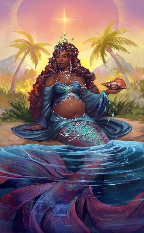 Tarot Mucha, Fat Mermaid, Mermaid Tarot, Sea Goddess, Tarot Major Arcana, Mermaids And Mermen, Powerful Energy, Tarot Art, Science Fiction Art