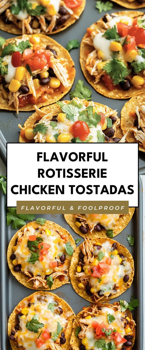 Image for Flavorful Rotisserie Chicken Tostadas Meals Made From Rotisserie Chicken, Things To Do With A Rotisserie Chicken, Easy Meal With Rotisserie Chicken, Meal Ideas With Rotisserie Chicken, Meals Made With Rotisserie Chicken, Lunch With Rotisserie Chicken, Healthy Meals With Rotisserie Chicken, High Protein Rotisserie Chicken Recipes, Rotisserie Chicken Lunch Ideas