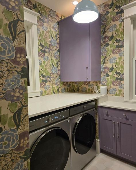 This laundry room for my colorful clients turned out so beautiful!! I mean purple cabinets … come on. The BEST!! 💜 What do you think? Purple Laundry Room, Purple Cabinets, Lilac Purple, So Beautiful, Laundry Room, You Think, Lilac, Turn Ons, Interior Design