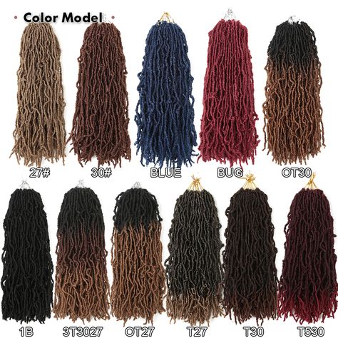 Lush Attachment Colours For Braids, Faux Locs Hairstyles With Color, Soft Locs Hairstyles Color, Crochet Faux Locs Hairstyles, Tranças Faux Locs, Faux Locs Extensions, Ombré Locs, Boho Soft Locs, Faux Locs Colored