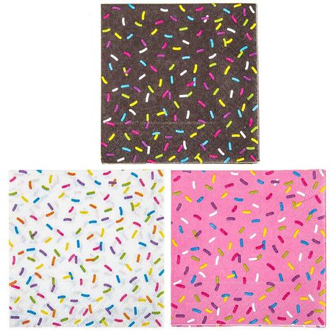 Donut worry, be happy! Make your party extra sweet with our Small Donut Sprinkles Napkins. These adorable napkins feature a square shape with pink, white, and brown frosting and sprinkles. These decorative and functional pieces will add the perfect finishing touch to your party! Donut Classroom, Donut Sprinkle, Donut Decor, Sprinkle Birthday, Sweet Treats Party, Donut Worry Be Happy, Donut Themed Birthday Party, Wedding Donuts