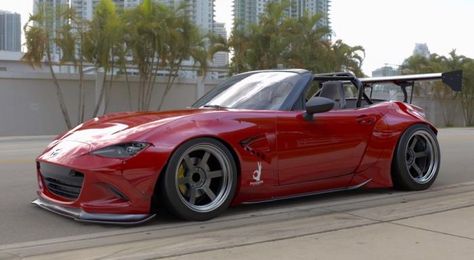 Mazda - This TRA Kyoto Widebody Kit Gives The ND Mazda MX-5 A Welcome Dose Of Aggression - Japanese Red Wardrobe, Mx5 Nd, Miata Club, Mazda Roadster, Rocket Bunny, Wide Body Kits, Mazda Mx5 Miata, Mazda Mx 5, Mazda Mx