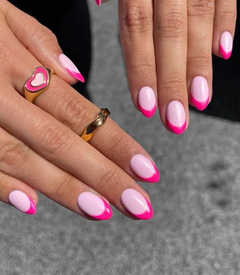 Bubblegum Pink Nails, Neon Pink Nails, Pink French Nails, Light Pink Nails, February Nails, Pink French, Chic Nails, French Tip Nails, Valentine's Day Nails