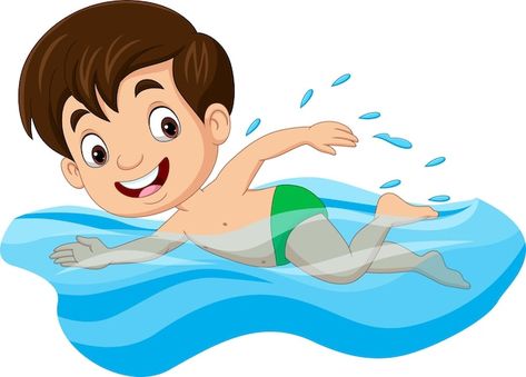 Swimming Cartoon, Swimming Pictures, Pool Art, Chibi Boy, Kid Pool, Cartoon Boy, Seni Origami, Boys Playing, Boys Swim