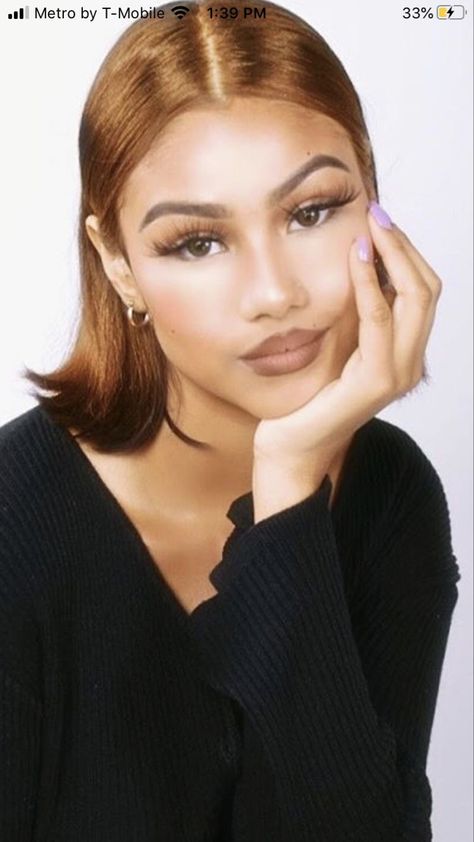 2000s Makeup Looks, Warm Makeup, Honey Brown Hair, 90s Hairstyles, Haircuts For Medium Hair, Ginger Hair, Girls Makeup, Pretty Makeup, Cute Makeup