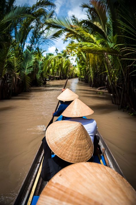 Mekong Delta where lush vegetation covers the canals a small boat is a good mean of transport. Mekong Delta, Shot Photo, Small Boats, National Geographic Photos, Focal Length, Best Photography, Seychelles, Shutter Speed, National Geographic