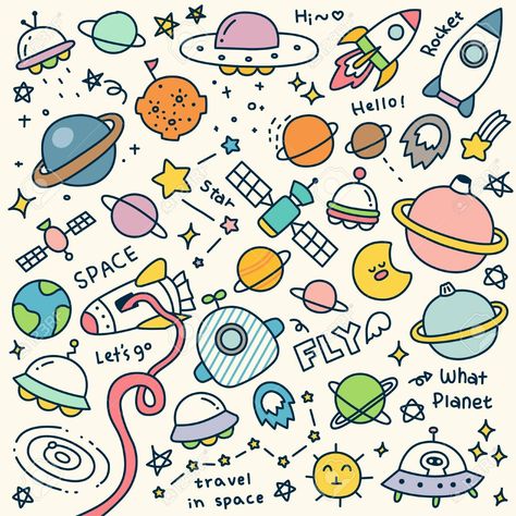 Travel Doodles, Space Doodles, Planet Drawing, Space Drawings, 그림 낙서, Doodle Inspiration, Doodle Art Drawing, Easy Doodle Art, Easy Doodles Drawings