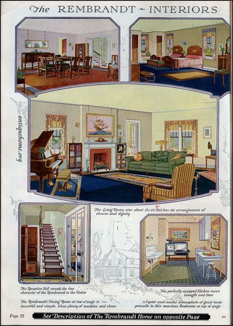 1920s House Interior, 1920s Living Room, Sears House Plans, 1930s Home Decor, Sears Kit Homes, 1920 House, 1920s Home Decor, 1920s Interior, 1920 Home