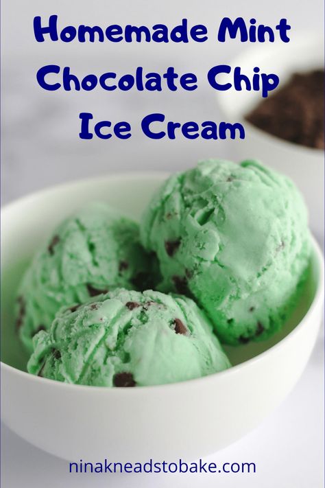 This homemade mint chocolate chip ice cream is so creamy, minty and chocolate-y. This ice cream is a perfect treat at any time of the year! Homemade Mint Chocolate Chip Ice Cream, Mint Chocolate Recipes, Mint Chocolate Chip Milkshake, Mint Chip Ice Cream, Mint Chocolate Chip Ice Cream, Vanilla Recipes, Mint Chocolate Chip, Homemade Ice Cream Recipes, Chocolate Chip Ice Cream