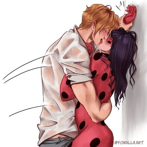 Cat Noir And Marinette Fanart, Cat Noir And Marinette, Marichat Comic Hot, Miraculous Kiss, Kiss Cat, Marichat Comic, Marinette Fanart, Adrien X Marinette, Miraculous Ladybug Kiss