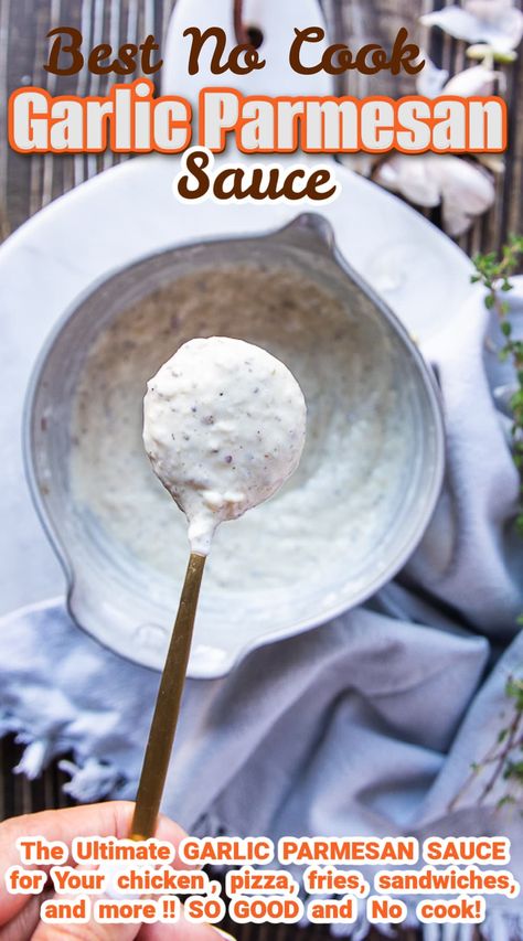 This is our favorite Garlic Parmesan Sauce. We use it endlessly and always have some in the fridge. And when you try it, I assure you it will be your favorite too! Creamy and flavorful garlic parmesan sauce recipe that you can toss on chicken wings or pizza, or use it as a dip. No cooking needed, just a bowl and a spoon! Creamy Garlic Parmesan Wings Sauce, Creamy Garlic Parmesan Chicken Wings, Garlic Parmesan Wings Sauce, Dipping Sauce For Wings, Garlic Parmesan Dip, Garlic Parmesan Sauce Recipe, Parmesan Garlic Sauce, Sour Cream Dipping Sauce, Parmesan Sauce Recipe