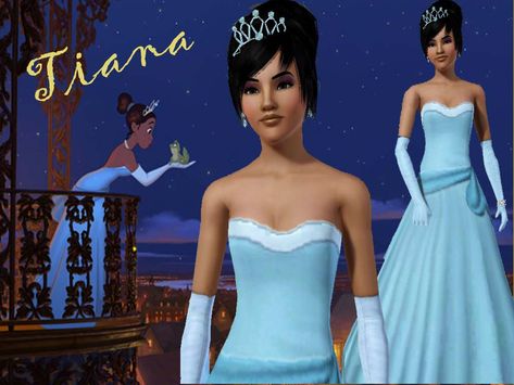 SandraR's Tiana Tiana Sims 4 Cc, Tiana Blue Dress, Sims 3cc, Tiana Dress, Tiana Disney, Sims 4 Dresses, Sims 4 Cc, The Sims Resource, Sims Resource