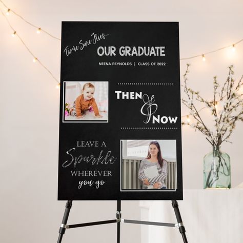 Photo Board Ideas Graduation, Graduation Party Poster, 2023 Graduation Party, Winter Theme Preschool, Graduation Keepsake, Poster 2023, Graduate Photo, Senior Graduation Party, Personalized Mason Jars