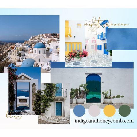 🌊☀️ Mood Board: Mediterranean Blues ☀️🌊 Escape to the stunning shores of the Mediterranean with our latest mood board, Mediterranean Blues! We're celebrating the beauty of ocean and Mediterranean blues, accented with crisp sea air whites, bright summer yellows, and lush greens, evoking the charm of days spent along the Greek or Italian seashore. 💙🇬🇷🇮🇹 Swipe through for a taste of coastal elegance, where serene blues meet refreshing whites and vibrant yellows and greens. From azure blue wall... Blue And White Mood Board, Blue Color Theory, Mediterranean Mood Board, Coastal Elegance, Mediterranean Blue, Summer Yellow, Azure Blue, Blue Walls, The Mediterranean