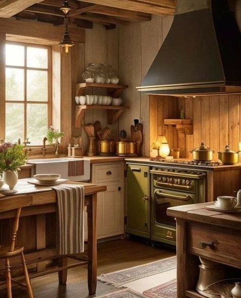 5 Ways To Make Your Kitchen More Witchy | witchy kitchen decor, witch kitchen, witchy home, witchy decor Old Cottage Aesthetic Interior, Farm Style Living Room Rustic, Cottagecore Kitchen Aesthetic Vintage, Cozy Cottage Core Kitchen, Cozy Kitchen Aesthetic Apartment, Vintage Cozy Kitchen, Dream Kitchen French Country, Cottage Core Interior Design, Cottagecore Vintage Aesthetic