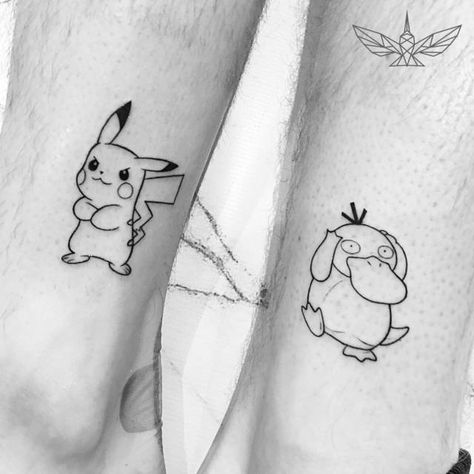 Small Black Tattoos, Infinity Tattoo With Feather, Pikachu Tattoo, Her Tattoo, One Tattoo, Pokemon Tattoo, Tattoo Cover Up, Friendship Tattoos, Matching Tattoo