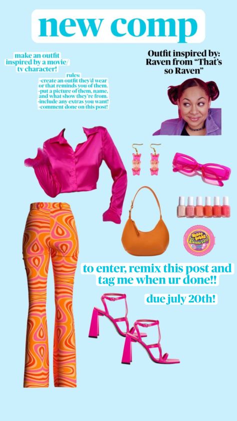 hey guys!! comp round two! also, for the last comp i posted, you have to remix that post to enter! That So Raven Outfits, That's So Raven Outfits, Thats So Raven Outfit, That's So Raven Aesthetic, Raven Outfits, So Raven, That's So Raven, Round Two, 2000s Fashion Outfits