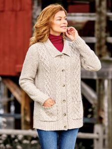 Women's Ragg-Wool-Blend Cardigan Sweater Cozy Shawl, Asymmetrical Cardigan, Vermont Country Store, Shawl Collar Sweater, Shawl Collar Cardigan, Country Store, Wool Shawl, Casual Cardigans, Women Shawl