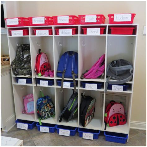 Virtual Tour of Preschool Classroom by Teach Preschool Preschool Cubby Ideas, Classroom Cubby Ideas, Diy Classroom Cubbies, Diy Cubbies Storage, Preschool Cubbies, Classroom Cubbies, Ece Classroom, Organize Classroom, Cubby Ideas