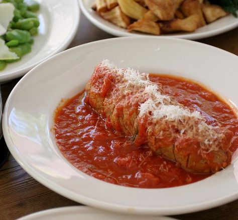 Frankies Spuntino Pork Braciole Recipe - NYT Cooking Pork Braciole Recipe, Pork Braciole, Braciole Recipe, Restaurants In New York, Nyt Cooking, Restaurant New York, Parmigiano Reggiano, Pork Dishes, Provolone