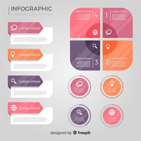 Flat infographic element collection | Premium Vector #Freepik #vector #text-box-infographics #info-box #infographic-box #chart-design Flat Infographic, Lorem Ipsum Design, Scientific Poster Design, Mẫu Power Point, Infographic Layout, Infographic Inspiration, Infographic Map, Info Board, Infographic Design Layout