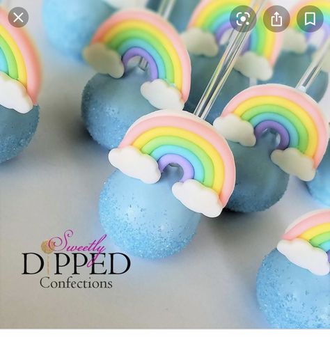 Care Bear Cake Pops, Pastel Rainbow Cake Pops, Gökkuşaği Pasta, Care Bear Cakes, Unicorn Cafe, Rainbow Cake Pops, Care Bears Birthday Party, Care Bear Birthday, Cold Cake