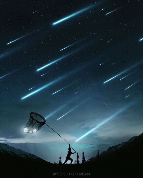 Digital Art Good Night World, Falling Star, Colossal Art, Falling Stars, Zooey Deschanel, Photoshop Art, Amazing Photography, Digital Artwork, Surrealism