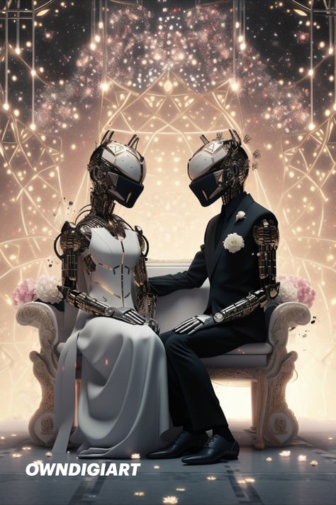 Couple Getting Married, Mini Pony, Human Relationship, A Robot, Couple Art, Male And Female, Human Experience, Thought Provoking, Digital Artwork