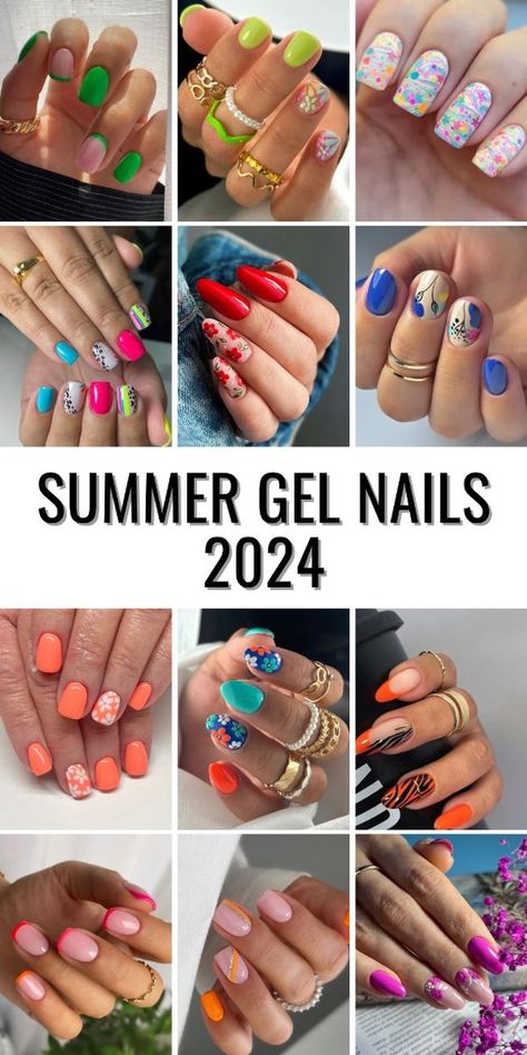 This season, Summer Gel Nails 2024 brings you a range of innovative designs. Discover ideas that play with the delicate balance of bright colors and simple, clean lines. From cute short nails to elegant almond shapes, our collection highlights the beauty of white, pink, and blue hues, creating a look that's both easy to achieve and effortlessly stylish. Gel Nail Designs Summer 2024, Gel Nail Designs Spring 2024, June Gel Nails Ideas, Happy Nail Designs, Summer 2024 Gel Nails, Gel Manicure Designs Summer, May Gel Nail Ideas, May Nail Inspo 2024, Gel Nail Art Designs 2024