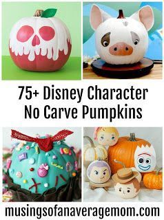 Cute No Carve Pumpkin Ideas, Disney Theme Pumpkins, Disney Themed Pumpkin Painting, Disney Themed Pumpkins, Pumpkin Patch Diy, Pumpkin Painting Ideas Disney, Painting Ideas Disney, Pintar Disney, Disney Pumpkin Painting