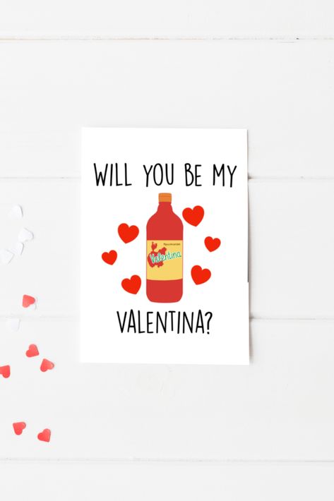 Adorable valentine card! #willyoubemine #valentinecard #valentinesday #latino #latina #valentina #downloads #Digitalart #printable Valentines Notes For Him, San Valentine Cards, Valentine Notes, Vday Cards, Funny Valentines Cards, Funny Love Cards, Mexican Gifts, Diy Valentines Cards, Valentine Cards Handmade