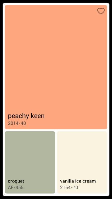 Peach And Green Interior Design, Peach Colored Bathroom Ideas, Peach Wardrobe Design, Peach Hallway Ideas, Peach Kitchen Ideas, Salmon Accent Wall, Peach Exterior House Colors, Peach Colour Wall, Peach Baby Room