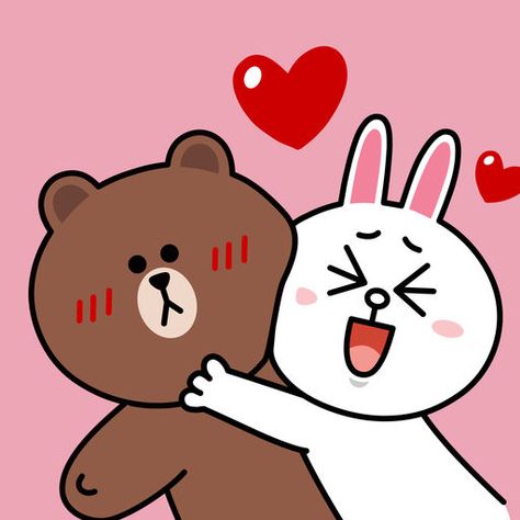 LINE’s adorable couple Brown & Cony bring their delightful dating scenes to iMessage Line Brown Bear, Line Cony, Brown And Cony, Calin Gif, Cony Brown, Chihiro Y Haku, Milk & Mocha, Instagram Dp, Kakao Friends