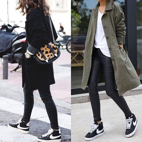 Your weekend outfit just got a bit more comfy. Which outfit would you wear? #ootd Nike Blazer Black Outfit, Black Nike Blazer Outfit, Nike Blazer Black, Blazer Mid 77 Outfit, Nike Blazer Mid 77 Outfit, Nike Blazers Outfit, Trip Outfit, Nike Blazers, Tennis Shoes Outfit