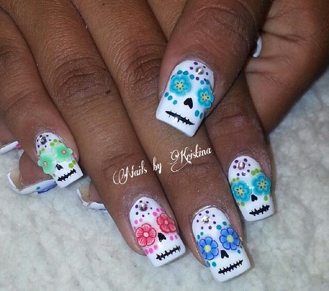 Sugar skulls Candy Skull Nails, Candy Skull, Skull Nails, Sugar Skulls, Nail Inspiration, Nail Technician, Sugar Skull, Nails Inspiration, Nail Art Designs