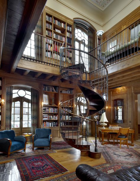 The Library Library Two Story, Home Library With Spiral Staircase, Old Mansion Library, Old Huge Library Aesthetic, Largest Library In The World, Cozy Library, Neoclassical Architecture, Home Library Design, Home Libraries