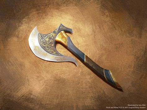 Fantasy Hatchet Design, Dnd Assets, Cybernetic Arm, Card Artwork, Super Powers Art, Magic Items, The Monarch, Knife Art, Cool Swords