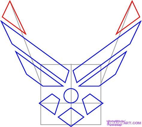 How to Draw the Air Force Symbol, Step by Step, Symbols, Pop ... @Megan Fischer Airforce Party, Air Force Symbol, Air Force Graduation, Military Crafts, Air Force Families, Creativity Ideas, Air Force Mom, Framed Flag, Quilt Of Valor